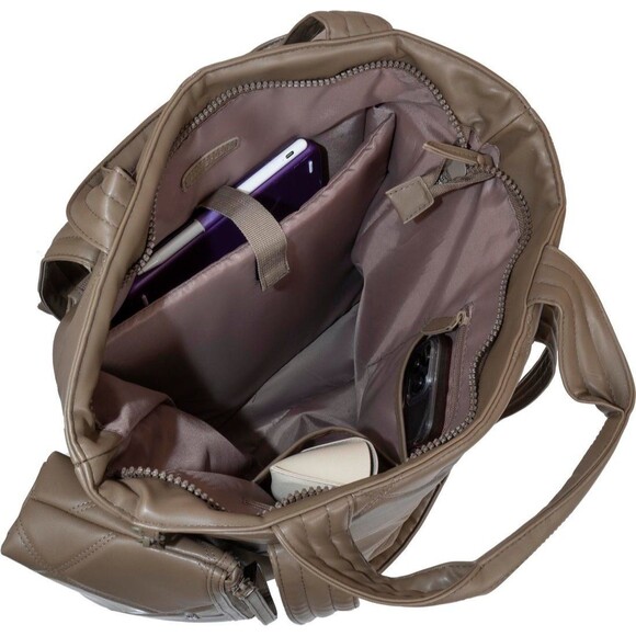 NWT Max Studio Vegan Leather Diamond Quilted Double Handle Workbook Shopper Tote - Picture 3 of 9